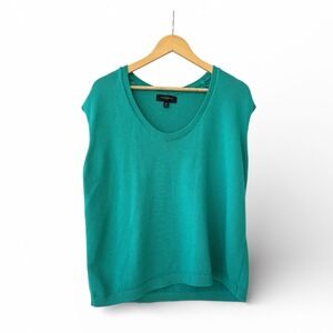 Banana Republic Teal V Neck Sleeveless Knit Sweater Vest Top Women's S 90s